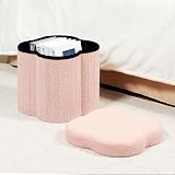 Bonlife Pink Ottoman Storage Box Folding Seat 32cm Toy Chest Pink Flower view 2