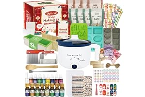 PIUH Christmas Deluxe Soap Making Kit for Adults Xmas Gift Including Soap Melter, Soap Base, Fragrance Oils, Dyes, Soap Molds and Soap Packing Supplies Full Set Kits for DIY Beginner Christmas Gift