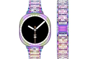 DEALELE Bands and Case Compatible with Samsung Galaxy Watch 8 40mm / 44mm, Bling Rhinestone Diamond Metal Bracelet with Shiny Protective Case Cover Replacement for Women Men