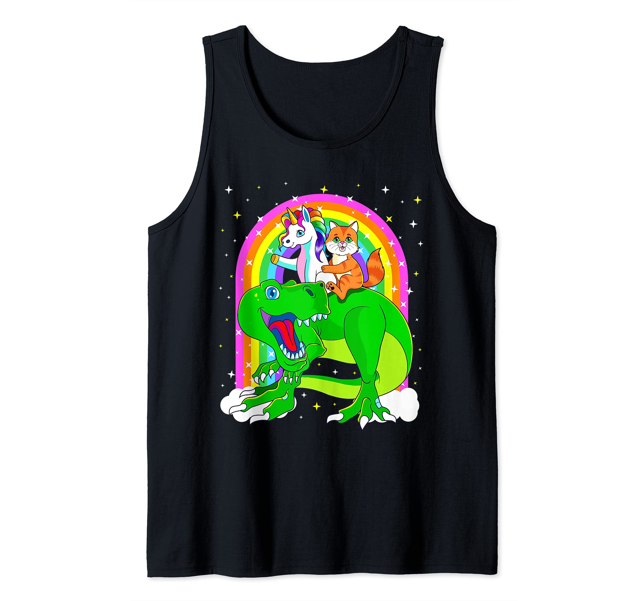Unicorn Riding Trex Dinosaur Cat Space Kitten Galaxy Gift Tank Top