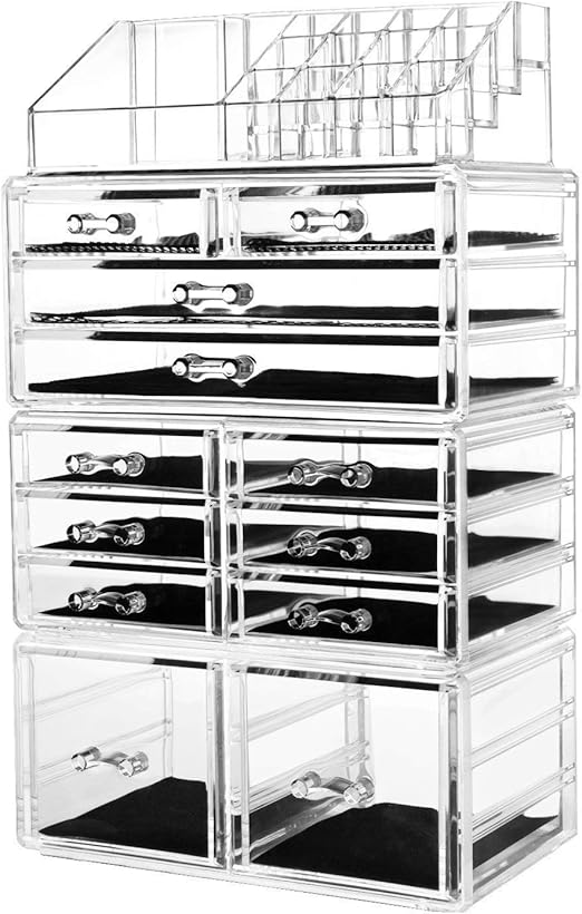 Dawoo Make Up Organiser Clear Acrylic Cosmetic Box With Drawers