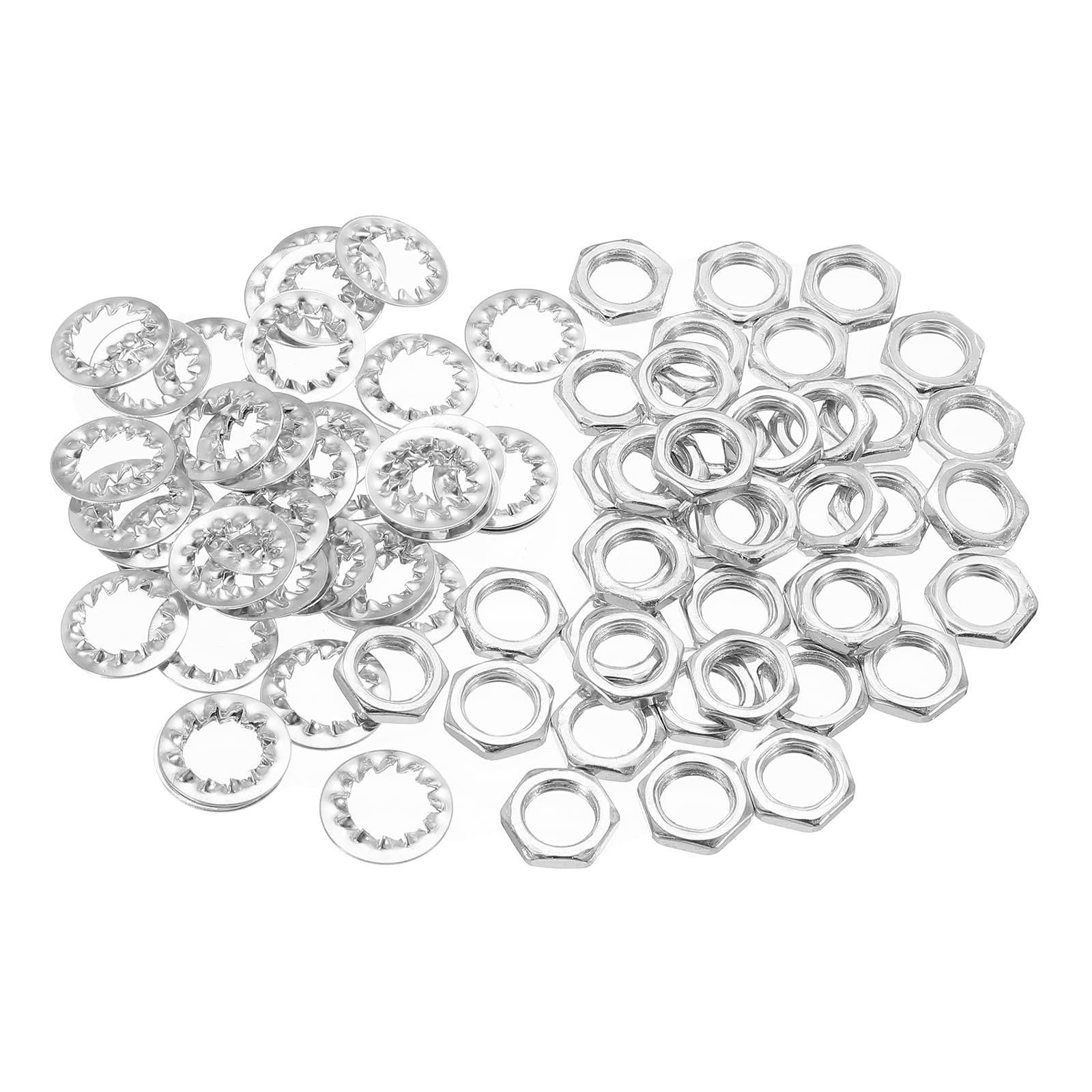 YOKIVE 80 Pack Lamp Tubes Thread Nuts, M10 Screws Threaded Hexagon Nuts Fastener with Washers, Great for Ceiling Lights DIY Projects