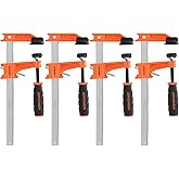 Jorgensen 6" Light-Duty Steel Bar Clamp Set, 300 lbs Load Limit, 4-Pack | F Clamps for Woodworking, Metalworking and DIY Projects