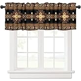 VUMIVI Aztec Vintage Valance Curtains Navajo Tribe Abstract Geometric Ethnic Art Patterns Window Treatments for Bedroom Kitchen Living Room Office 54x18inch