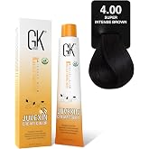 GK HAIR Color Cream 4.00 Super Intense Brown Professional Hair Color Cream 100% Grey Coverage Semi &amp; Demi Permanent or Permanent Results Salon Quality Hair Dye for Women &amp; Men 3.4 Oz