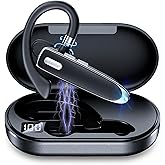 Bluetooth Headset Single Ear Business Earbuds, Wireless Headphones with Mic, Wireless Earbuds with 800mAh Charging Case, 100 Hours Standby Time Bluetooth Earpiece, Earphones for Work,Trucker, Office