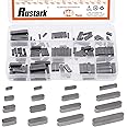 Rustark 140Pcs 16 Sizes Key Stock Keystock Assortment Kit Round Ended Feather Key Parallel Drive Shaft Keys Keyway Assortment for Mechanical Industry Use