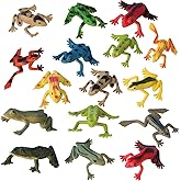Mukum 16Pcs Plastic Frogs Toy for Kids Easter Party Favors Mini Red Frogs Toys Fun Tropical Forest Character Toys for Boy Girl
