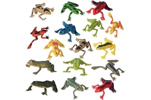 Mukum 16Pcs Plastic Frogs Toy for Kids Easter Party Favors Mini Red Frogs Toys Fun Tropical Forest Character Toys for Boy Girl