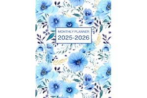 2025-2026 Monthly Planner: Two Year Schedule Agenda with Holidays, Calendars, To-Do List, and Habit Tracker with Inspiration Quotes in Blue Floral Cover Design - January 2025 through December 2026