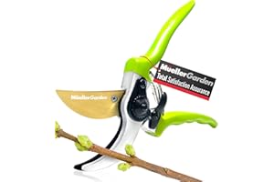 MUELLER AUSTRIA Mueller Heavy Duty Garden Shears, Hand Pruner, Bypass Shears, Durable Hardened Titanium Blades, 3/4" Cutting Diameter, Blade Lock, Ergonomic Grip