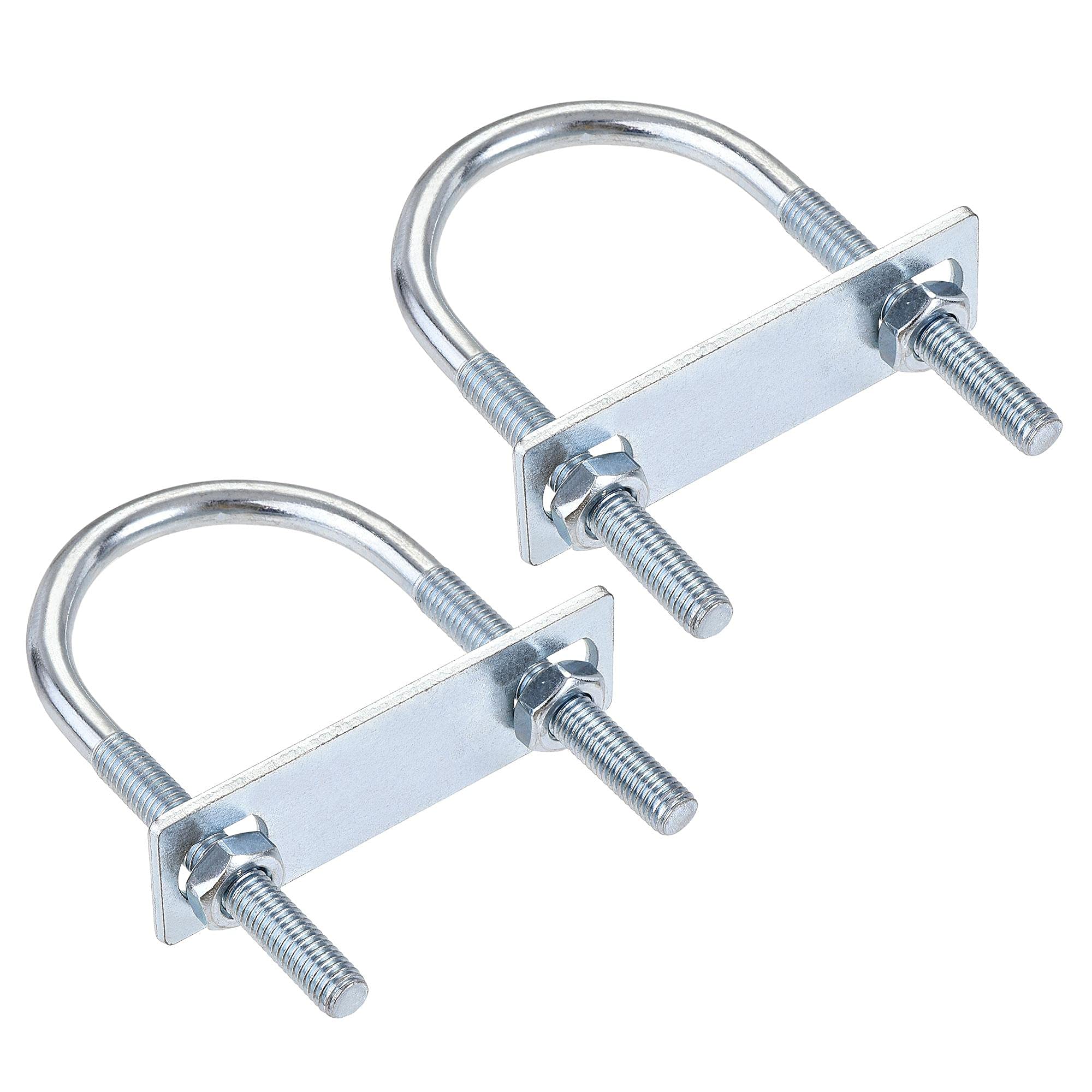 sourcing map Round U-Bolts 2 Sets 1.97"(50mm) Inner Width 100mm Length Steel M8 with Nut, Plate