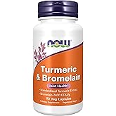 NOW Foods Supplements, Turmeric & Bromelain (Standardized Turmeric Extract) with Bromelain 2400 GDU/g, 90 Veg Capsules