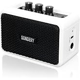 Sondery 5W Mini Amp for Electric Guitar Rechargeable with OD Clean Effects | With Bluetooth,Two Speakers,Small Amplifier For Practice and Traveling,White
