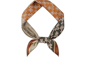 GERINLY Vintage Silk Feel Square Scarf for Men Satin Bandana Tiny Medallion Print Neckerchief Geometry Head Scarf