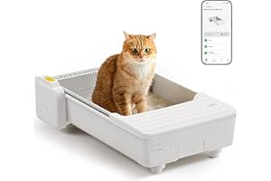 UBPET Self Cleaning Cat Litter Box, Open-Top Automatic Litter Box for Multiple Cats, Weight Sensors Safety Protection, Smart APP Control, Odor-Free Waste Disposal, Works with Bentonite Mineral Litter