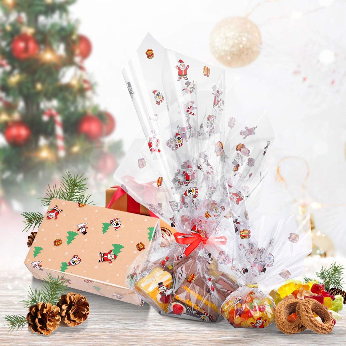 TOYANDONA Plain Clear Cellophane Wrap 3 Mil Thickness Florist Cellophane Wrap Roll Santa Claus Pattern Design Cellophane Bags to & Crafts (3000x80cm) - Image 5