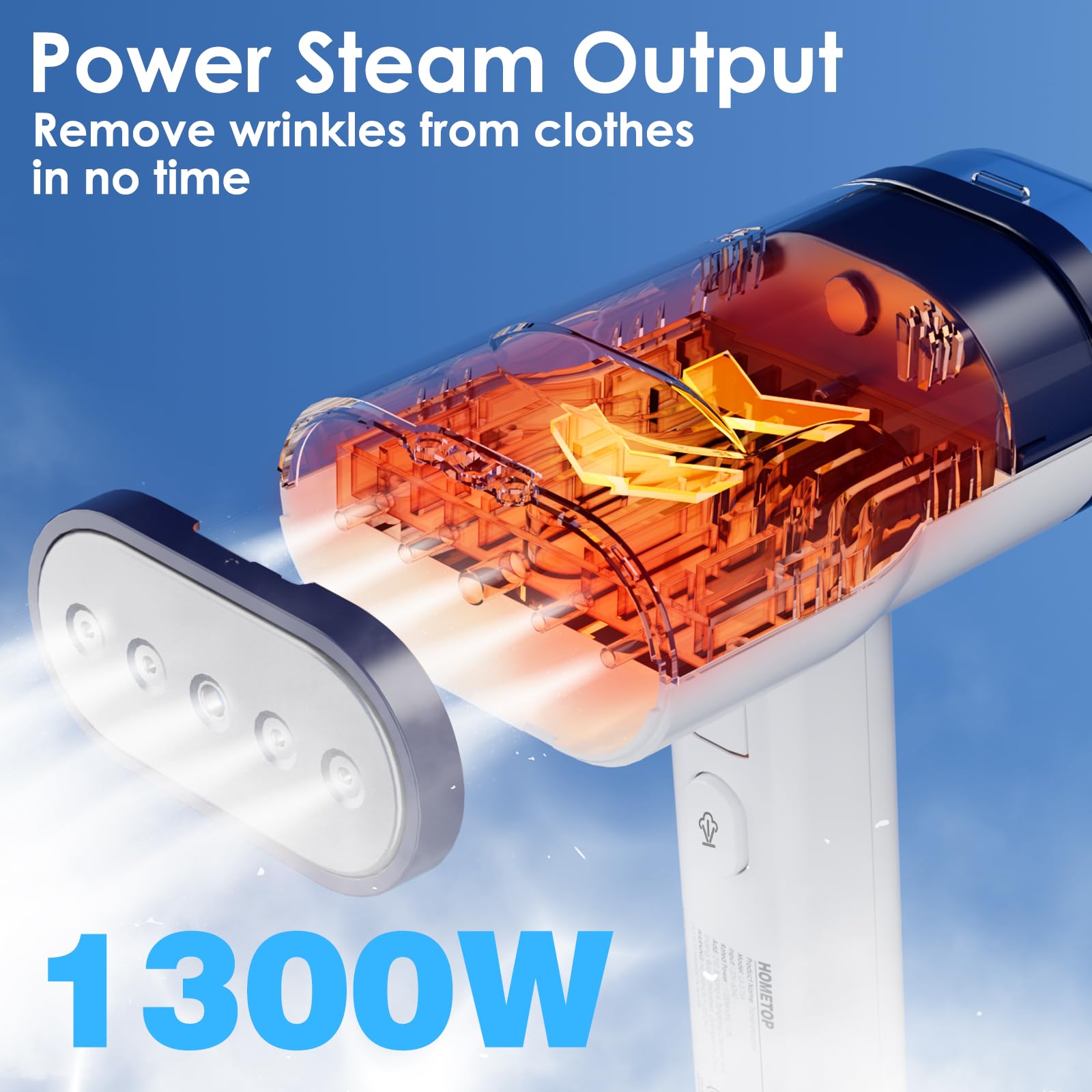 HOMETOP Steamer for Clothes-Travel Steamer-Portable Handheld Design 30s Heat-up 1300W Fabric Wrinkle Remover with Brush-Garment Steamer Iron for Home Office Traveling