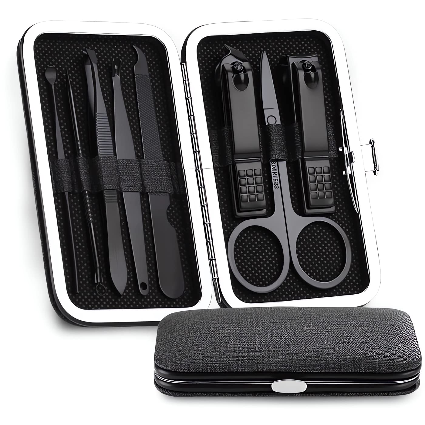 Small Travel Manicure Set for Men and Women, Nail Set, Perfect for Foot and Fingernails, Professional Nail Care Set in Fabric Case, Perfect for Men and Women, Black