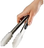 StarPack Premium Grill & Kitchen Tongs 9-Inch, Stainless Steel, Bonus 101 Cooking Tips (Gray Black)