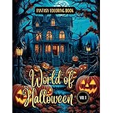 Fantasy Coloring Book World of Halloween Vol. 1: For Adults and Teens | Black Line and Grayscale Halloween Coloring Pages