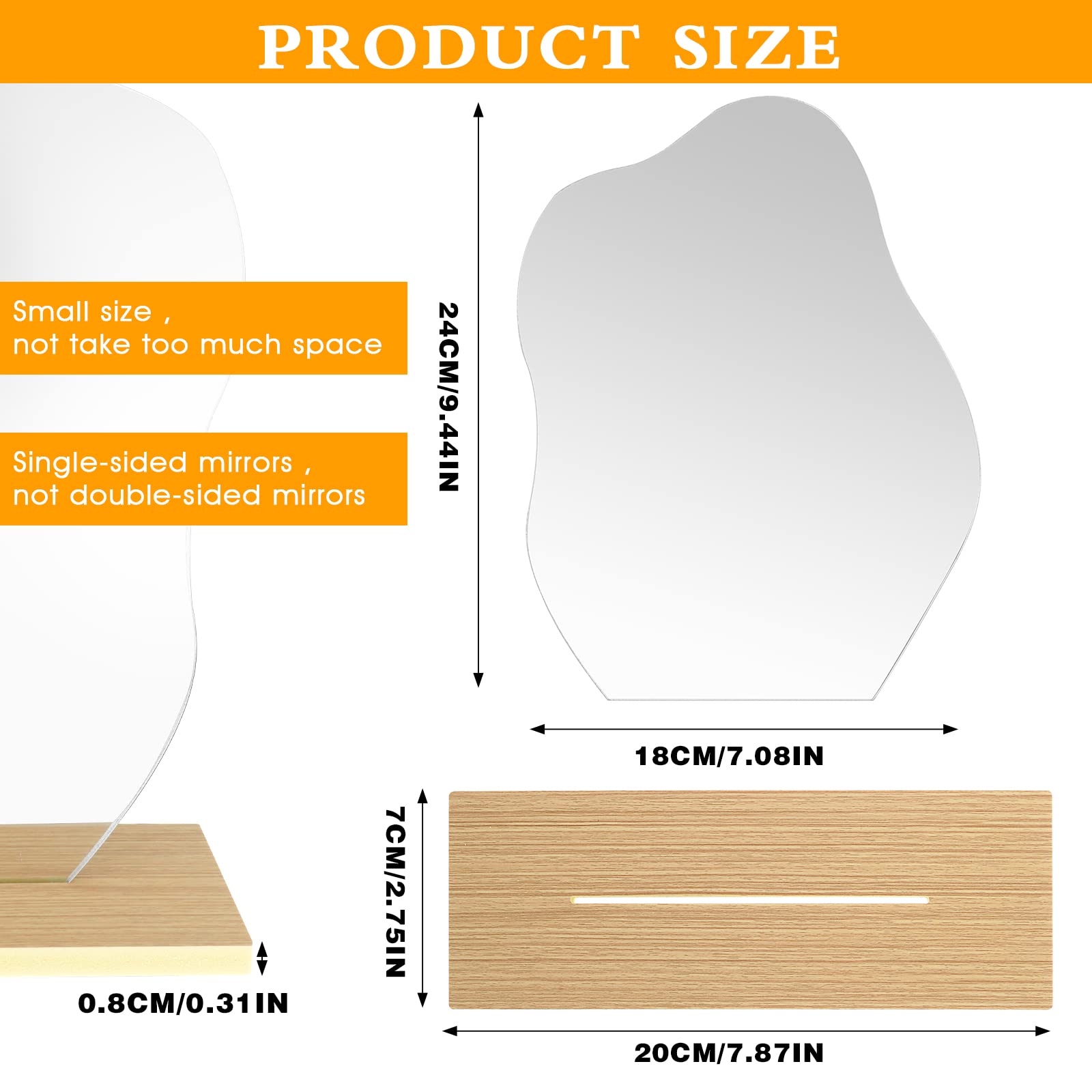 Prasacco Aesthetic Vanity Mirror with Stand, Irregular Wavy Cloud Mirror for Office Cubicle Room Decor