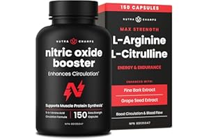 Nitric Oxide Supplement – L-Arginine, L-Citrulline Malate, AAKG, Pine Bark & Grape Seed Extract – Extra Strength Nitric Oxide