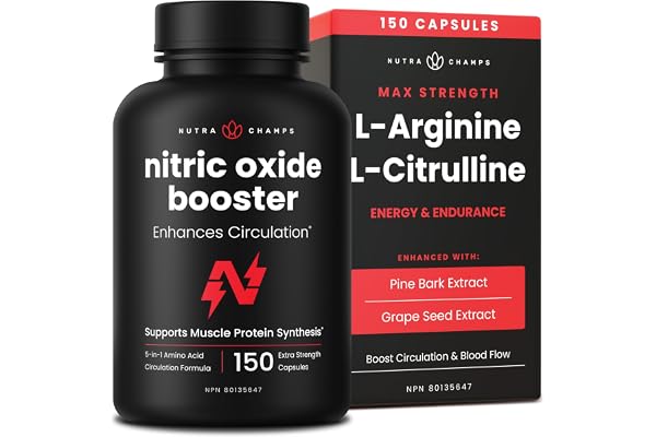 Nitric Oxide Supplement – L-Arginine, L-Citrulline Malate, AAKG, Pine Bark & Grape Seed Extract – Extra Strength Nitric Oxide