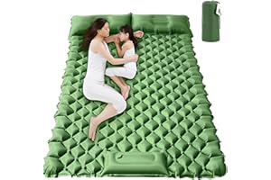 EULANT Double Sleeping Pad for Camping, Self Inflating, 2 Person with Pillow Built-in, Foot Pump, Durable, Portable, 79x2.8x48 in