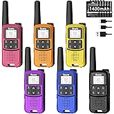 Radios Walkie Talkies Long Range: Rivins F22 Rechargeable Walkie Talkies for Adults, NOAA, 1400mAh Li-ion Battery USB-C Cable, LED Flashlight, VOX FRS Two Way Radio for Hiking Camping,6 Pack