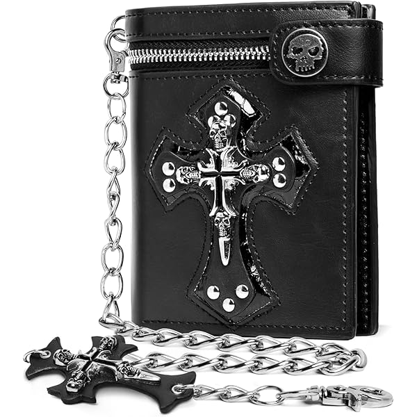 Amazon.com: ZEKEE Cross Chain Wallet Leather - Jesus Gifts - Punk