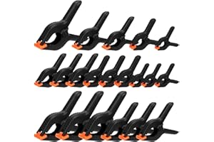 Swpeet 15Pcs Spring Clamps Kit - 2/3/3.5/4/6'' Black Plastic Mini Clamps for Crafts, Woodworking