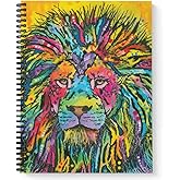 Gotcha Covered Notebooks Softcover Lion Good Dean Russo 8.5" x 11" Spiral Notebook/Journal, 120 Wide Ruled Pages, Durable Gloss Laminated Cover, Black Wire-o Spiral. Made in the USA