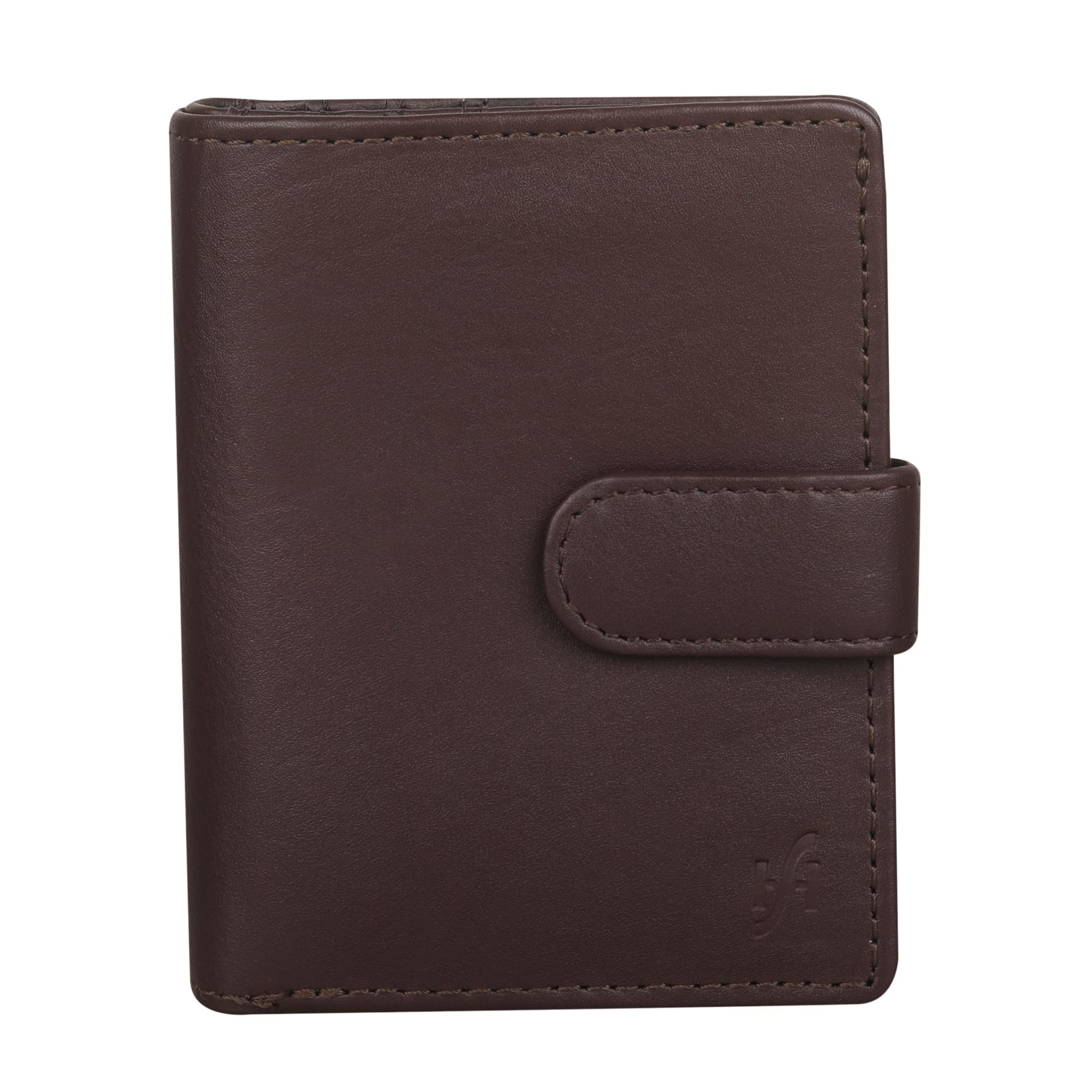 STARHIDE Women RFID Blocking Genuine Leather Clutch Wallet with Id Window and Side Zipped Coin Pouch 5530 (Brown)