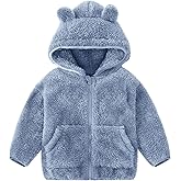 Flygo Girls Boys Fleece Hooded Jacket Unisex Toddler Sweatshirt Bear Ear Zip Up Sweater Outwear Hoodie