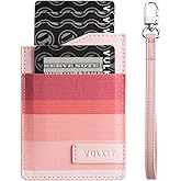 VULKIT Small Wallet for Women, Slim RFID Leather Credit Card Holder for Men, Mini Thin Purse with Wristlet Keychain(Pink)