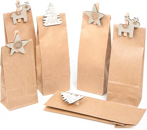 Stella Di Natale Con Mollette.Logbuch Verlag 12 Sacchetti Carta Con Mollette Decorative Natalizie Legno Confezione Regalo Marrone Chiaro Bianco Beige Renna Stella Albero Di Natale Amazon It Casa E Cucina