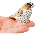 Selsela Hand-Carved Sparrow Figurine - Bird Wood Statue Sculpture Ornament Decor Miniature Art Small Animal, Nature-Inspired Gifts & Collectibles