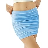 Mliyasan Women's Bodycon Mini Skirt Ruched Mesh Stretch Sexy Skirts