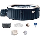 INTEX 28429EP PureSpa Plus Bubble Massage Spa Set: Includes – 2 Contoured Headrest – LED Light – 4 Person Capacity – 77" x 28