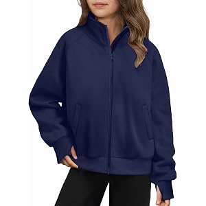 Arshiner Girls Zip Up Sweatshirt Full-zip Fleece Track Jackets Kids Fall Fashion Outfits Winter Clothes with Pockets