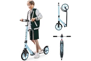 WAYPLUS Kick Scooter for Ages 6+,Kid, Teens & Adults. Max Load 240 LBS. Foldable, Lightweight, 8IN Big Wheels for Kids, Teen and Adults, 4 Adjustable Levels. Bearing ABEC9