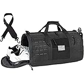 GMAK Military Tactical Duffle Bag for Men, 40L Sports Gym Bag with Shoe Compartment, Carry on Tote Travel Duffle Bag for Weekender Overnight Gym Workout Training Basketball Football, Black