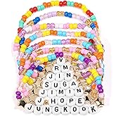 AICase for BTS Merch Gifts Toys Inspired Bracelets Birthday Decorations 7 Pcs Stackable Stretch Beaded Friendship Bracelets Costume Cosplay Merchandise Gifts for Fans Women Christmas Stocking