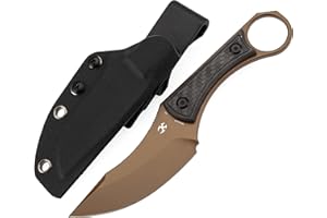 KANSEPT Niko Fixed Blade Knife, 3.54'' Rose Gold Coated D2 Sharp Blade with Twill Carbon Fiber Handle, Adjustable Kydex Sheath for Edc Hunting Survival Camping G004A9