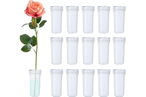 BEADNOVA Floral Water Tubes 1.6 Inch Plastic Water Tubes for Floral Flower Vials with Caps for Flower Arrangement Decoration (Clear, 20 Pcs)