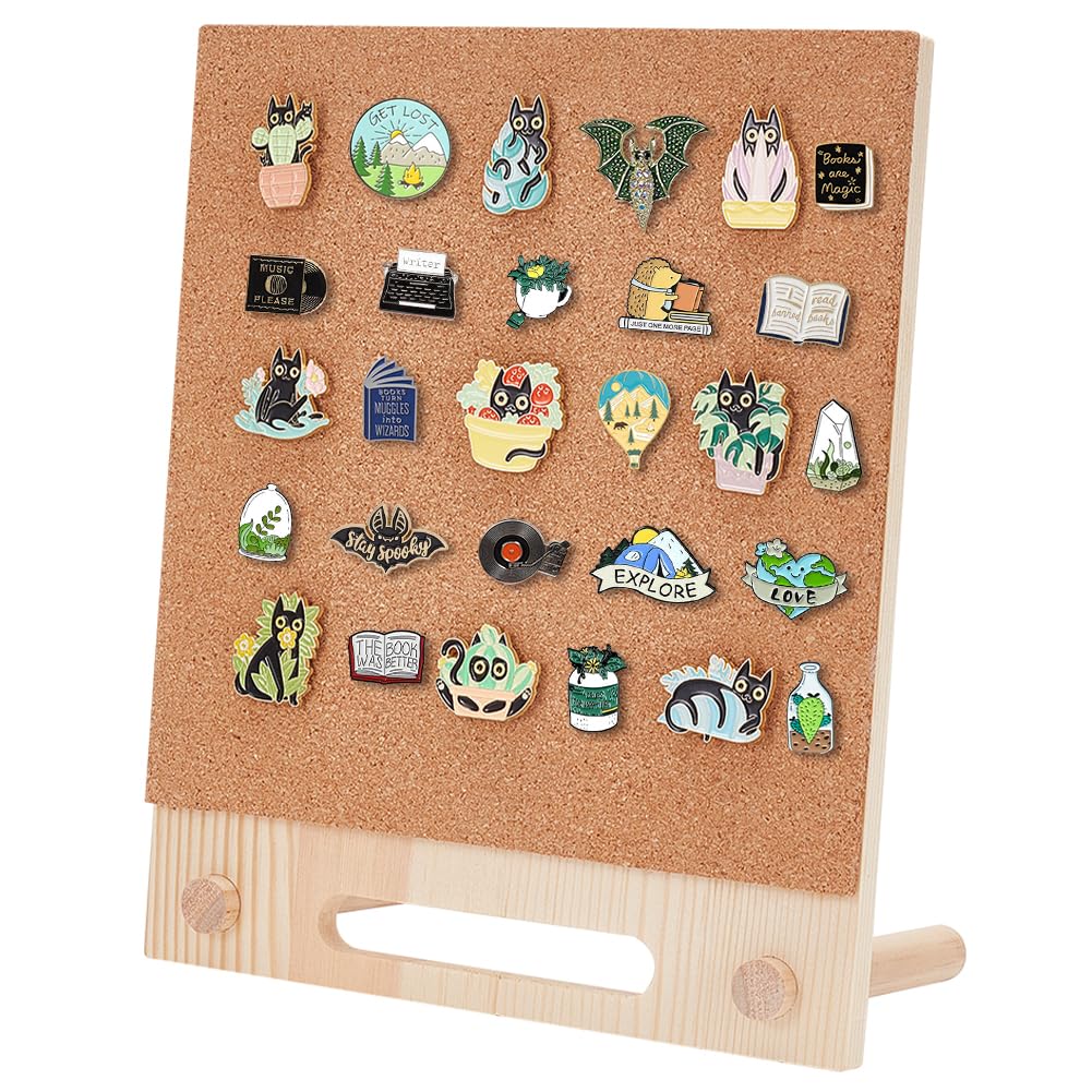 BENECREAT Pin Board Cork Board, 24.8x20.8cm Rectangle Bulletin Display Board Desktop Brooch Cork Display Stands for Brooch Pin Collection Display, Office Home and School Decor