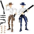 Deeplus Titan 13 Action Figure, Cowboy Already Assembled T13 Action Figures for Boys, 2-Pack Cowboy Dummy 5.4 inches T Lucky 13 Action Figure, Figura de acción t13, Brown & Blue