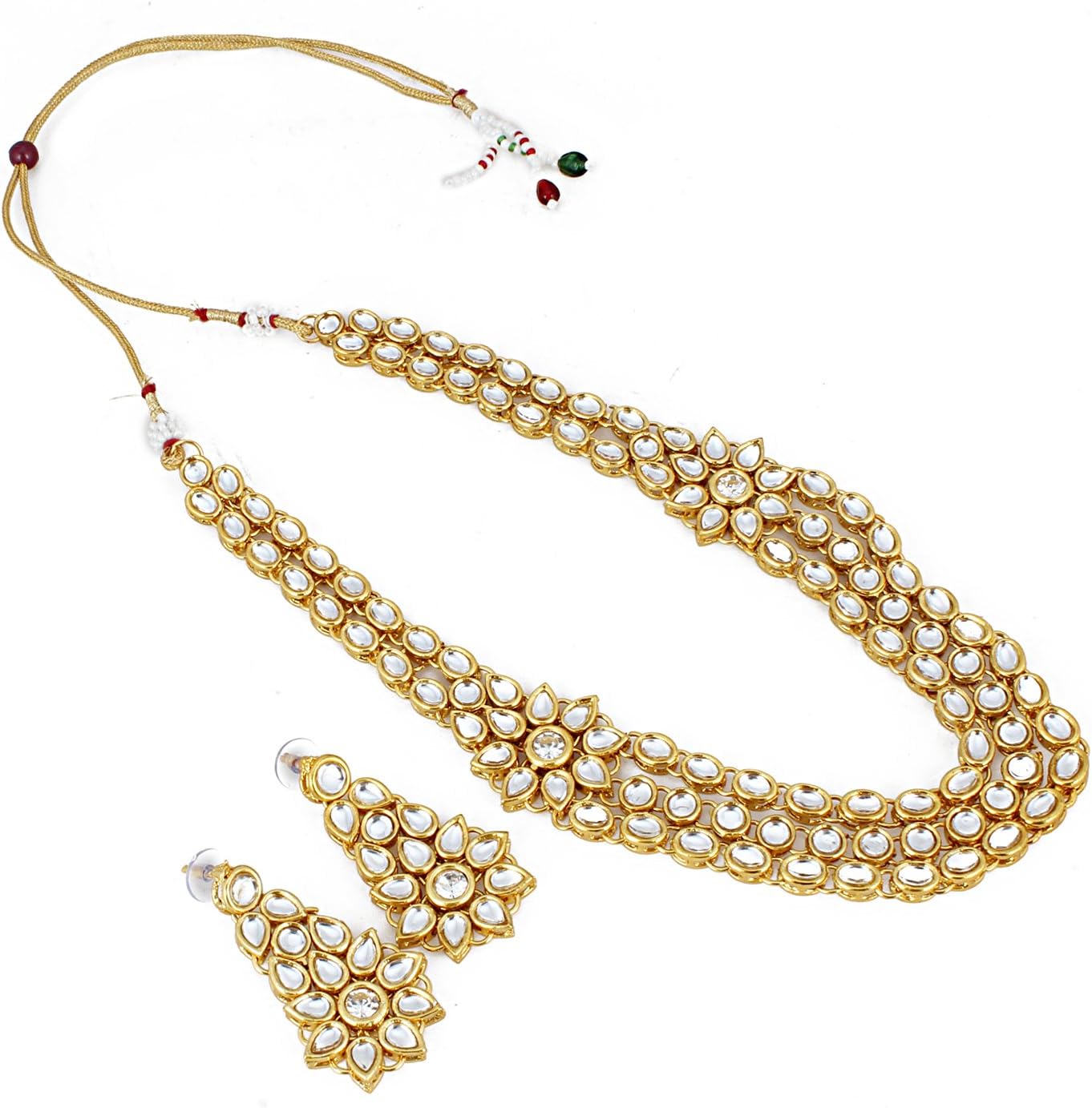 Aradhya Gold Plated Kundan Jewellery Necklace Set with Earrings for Women/Girls