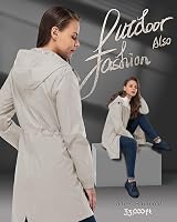 33,000ft Women Rain Jacket Lightweight Hooded Waterproof Breathable Beige XL/16 view 3